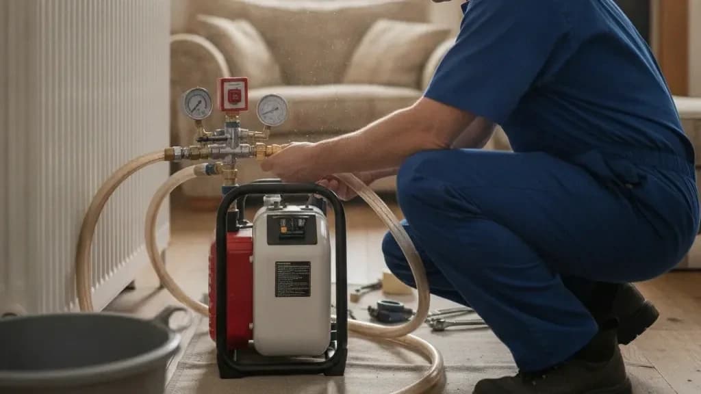 Illustrative power flushing service installation