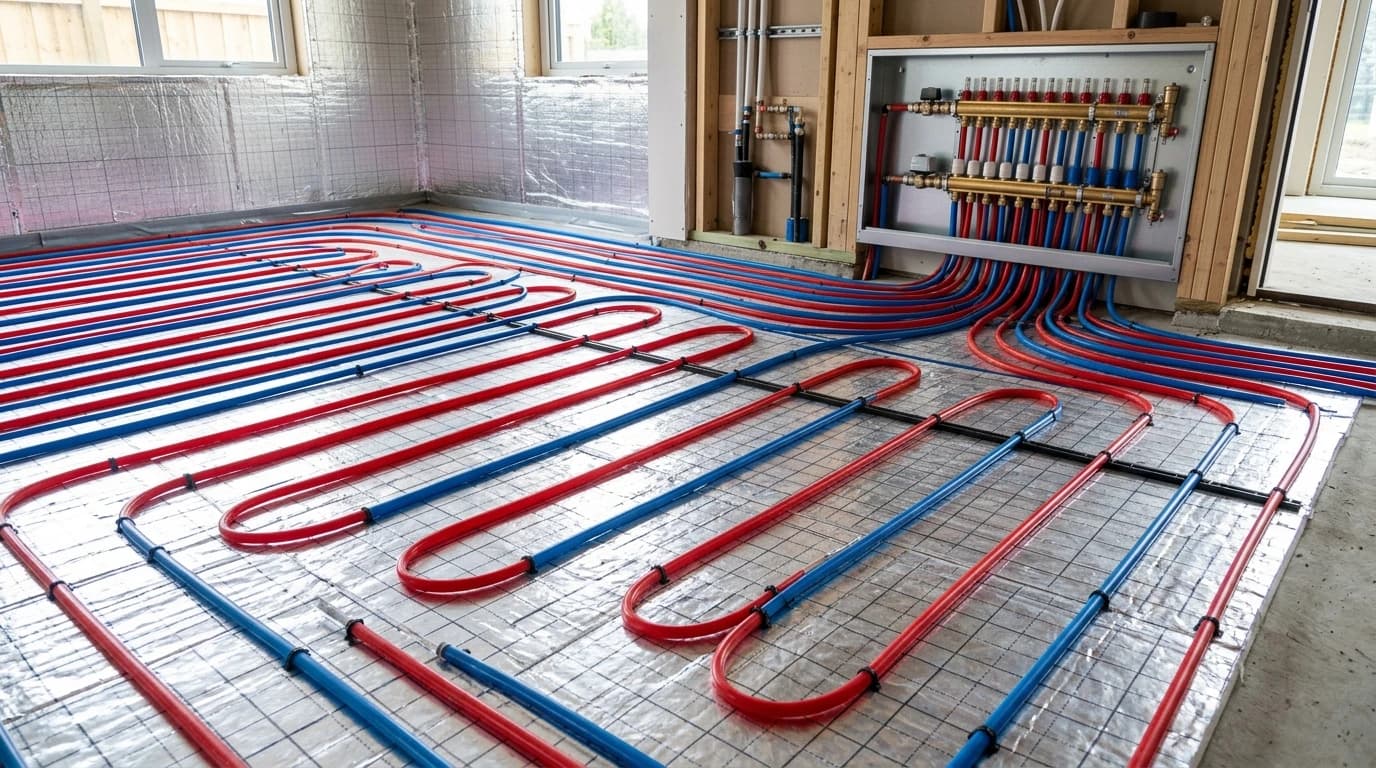 Illustrative underfloor heating service installation