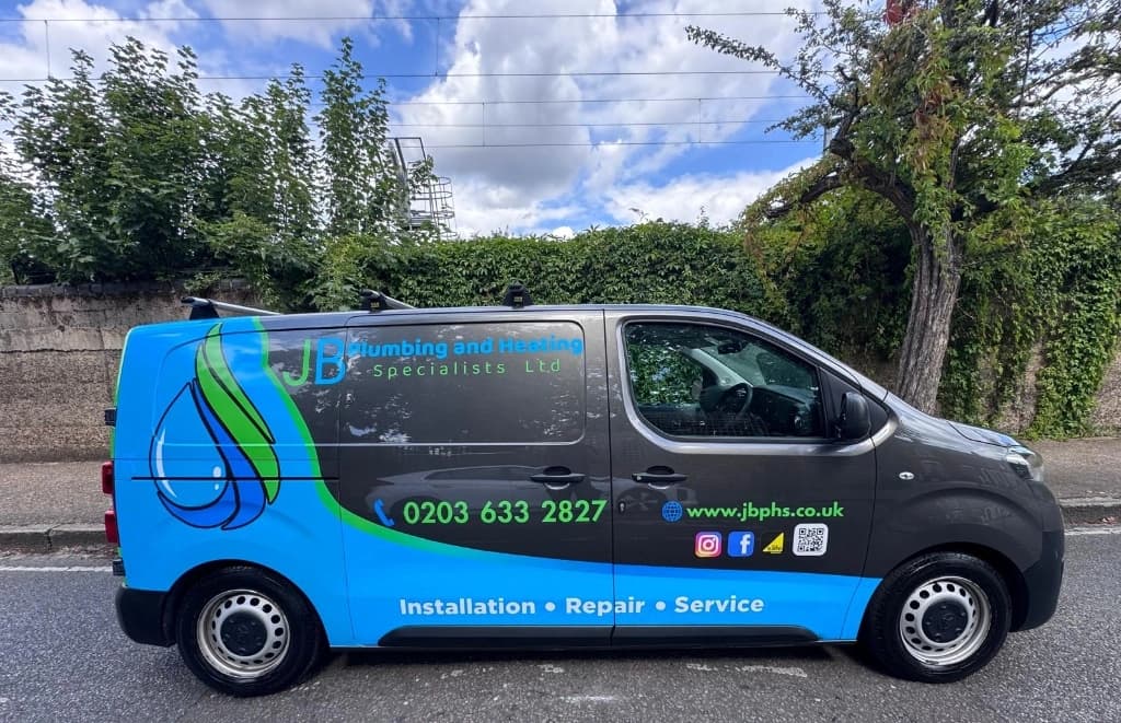 Official JB Plumbing & Heating Specialists Ltd liveried service van in London